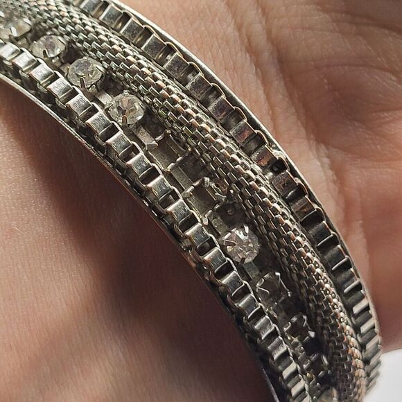 Chunky VIntage Y2K Gunmetal Bracelet - missing stones 8in - Picture 1 of 7